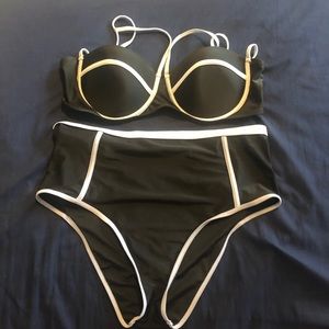 Black and White High Waisted Bikini